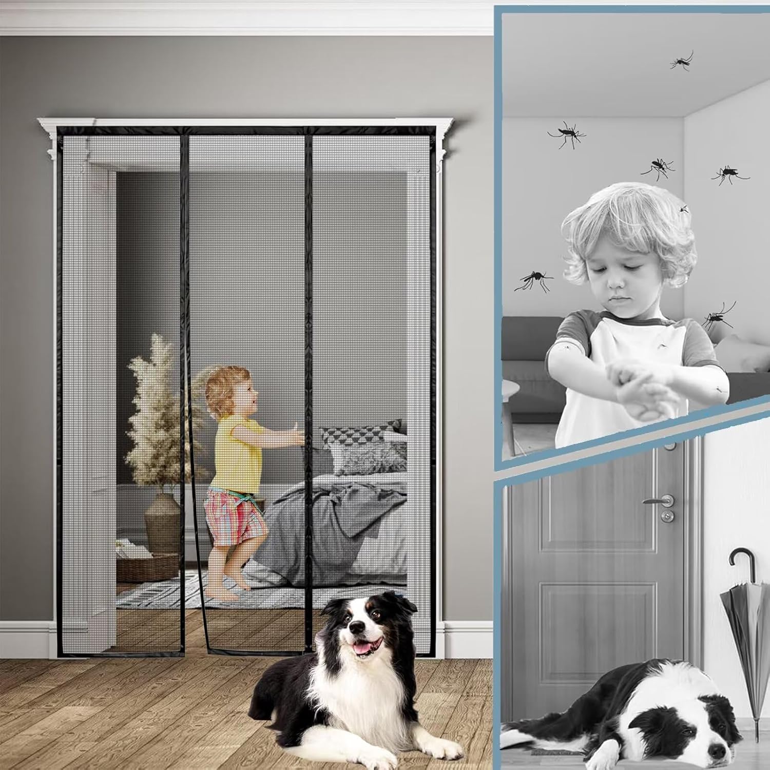 CORTINA DE PUERTA MAGNÉTICA ANTIMOSQUITOS🦟 90x200 CM, CON IMANES Y ADHESIVOS, MANOS LIBRES, MODELO PREMIUM, CALIDAD A1✨ LLEVATE 2 CORTINAS POR EL PRECIO DE 1🎁✨