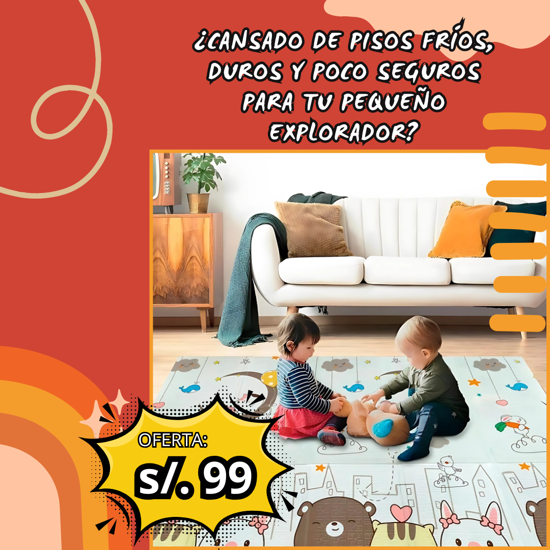 Piso plegable reversible para bebés y niños 🌈180×200 cm