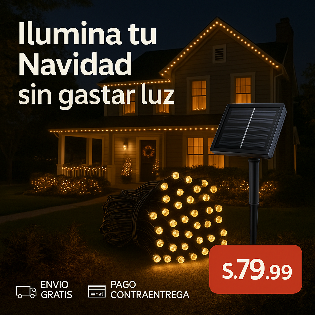 LUCES LED AMBAR CON PANEL SOLAR - CON ENCENDIDO Y APAGADO AUTOMÁTICO