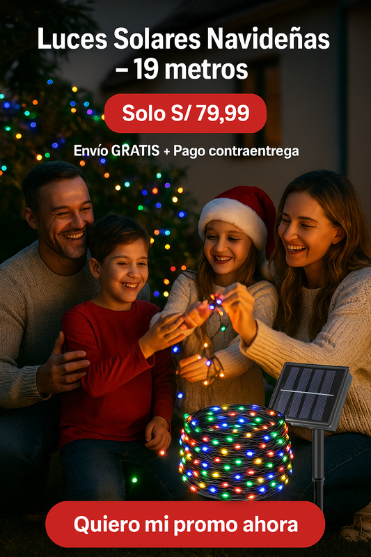 LUCES LED CON PANEL SOLAR X 19 METROS - CON ENCENDIDO Y APAGADO AUTOMATICO