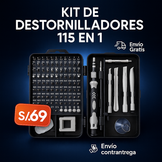 Juego de destornilladores de precisión 115 en 1- Mini kit de herramientas de reparación magnética profesional🪛