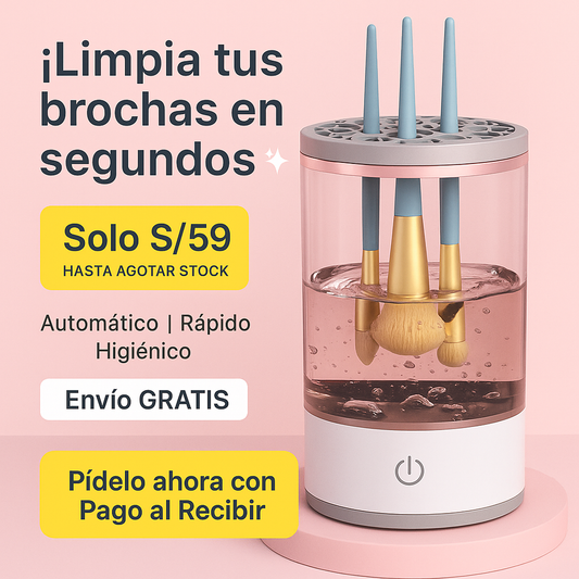 Limpiador Eléctrico de Brochas de Maquillaje (limpia-seca-almacena) - Limpia hasta 9  Brochas a la vez