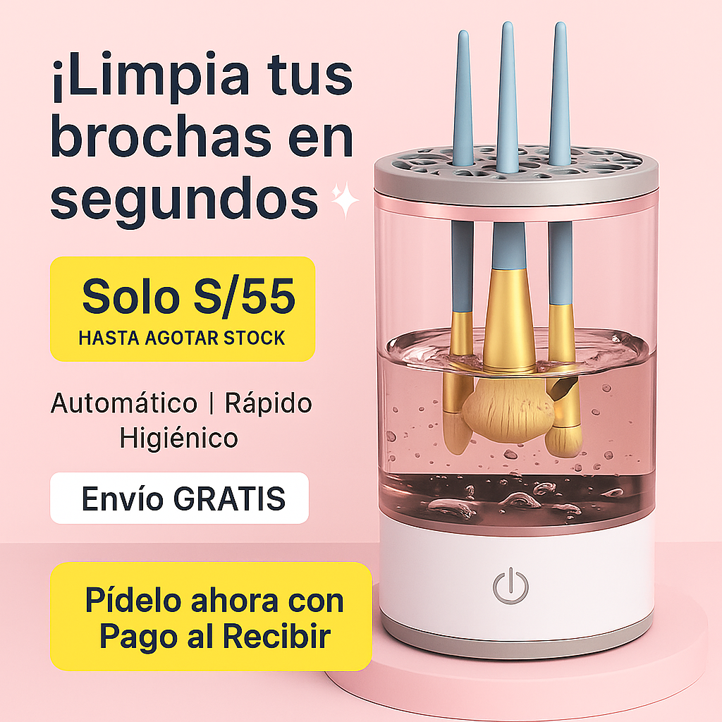 Limpiador Eléctrico de Brochas de Maquillaje (limpia-seca-almacena) - Limpia hasta 9  Brochas a la vez