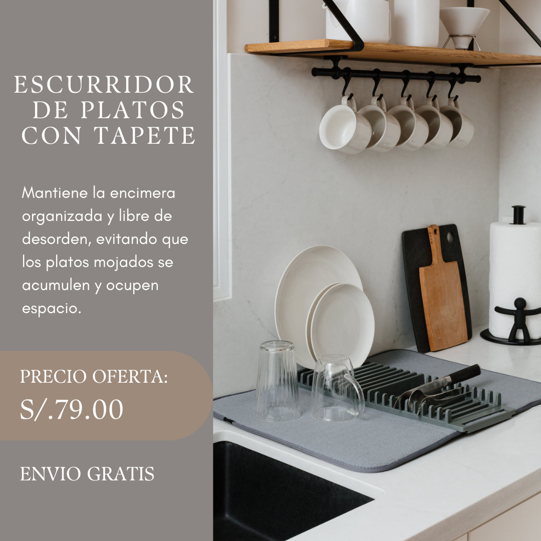 ESCURRIDOR DE PLATOS CON TAPETE✨