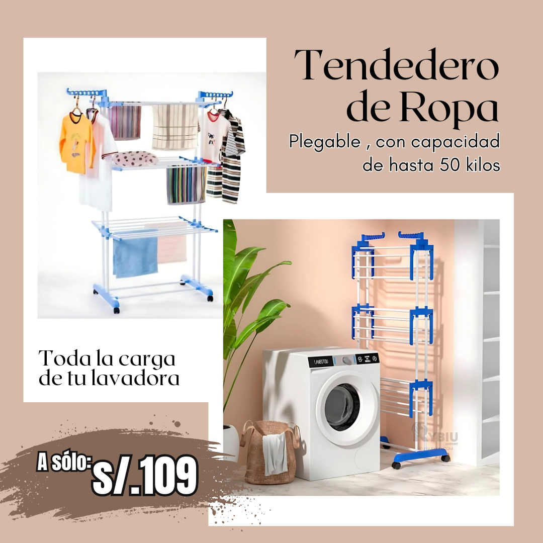 TENDEDERO PLEGABLE XXL PREMIUM DE 4 NIVELES HASTA 50 KILOS DE ROPA👖🩳👚🩲👟