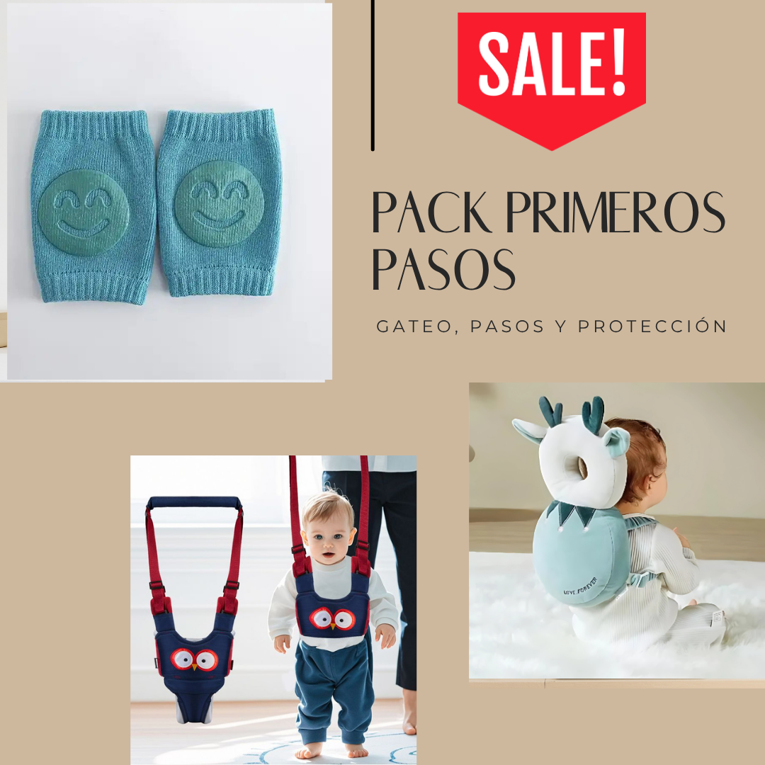 PACK PRIMEROS PASOS😍MOCHILA ANTIGOLPE+RODILLERAS+ARNES CAMINADOR